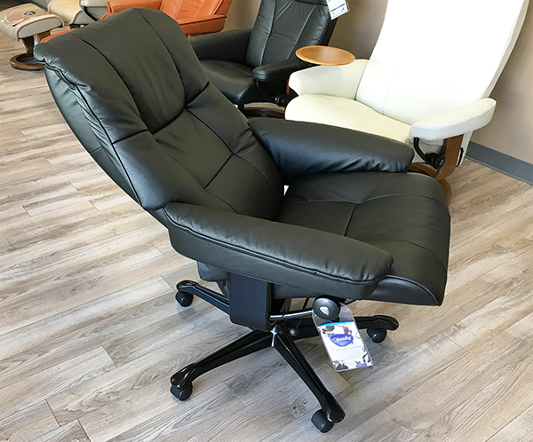 Stressless Mayfair Office Desk Chair Recliner in Paloma Black Leather by Ekornes