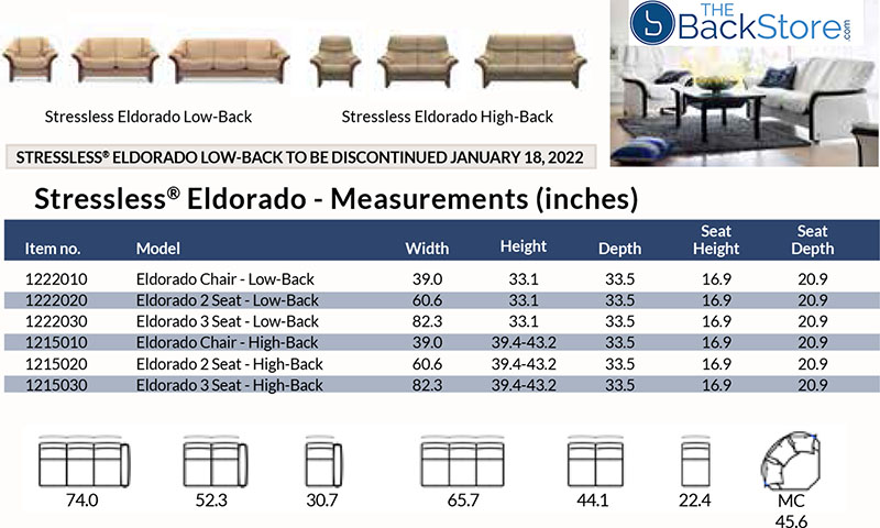 Stressless Eldorado High Back Sofa Dimensions by Ekornes
