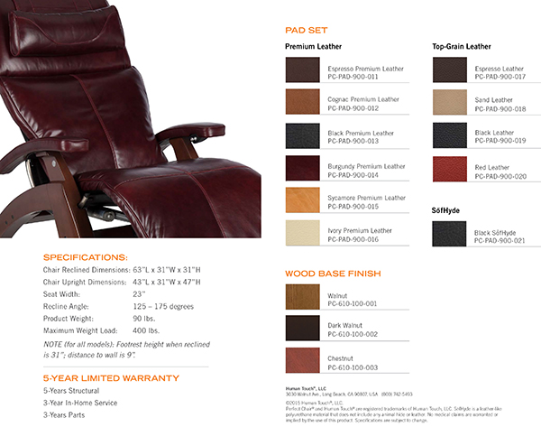 PC-610 Omni-Motion Power Perfect Chair Colors by Human Touch
