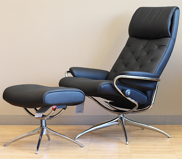 Stressless Metro High Back Paloma Black Leather Recliner Chair by Ekornes