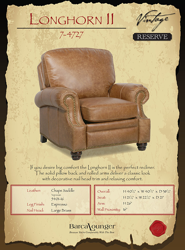 Barcalounger Longhorn II Recliner Chair Dimensions